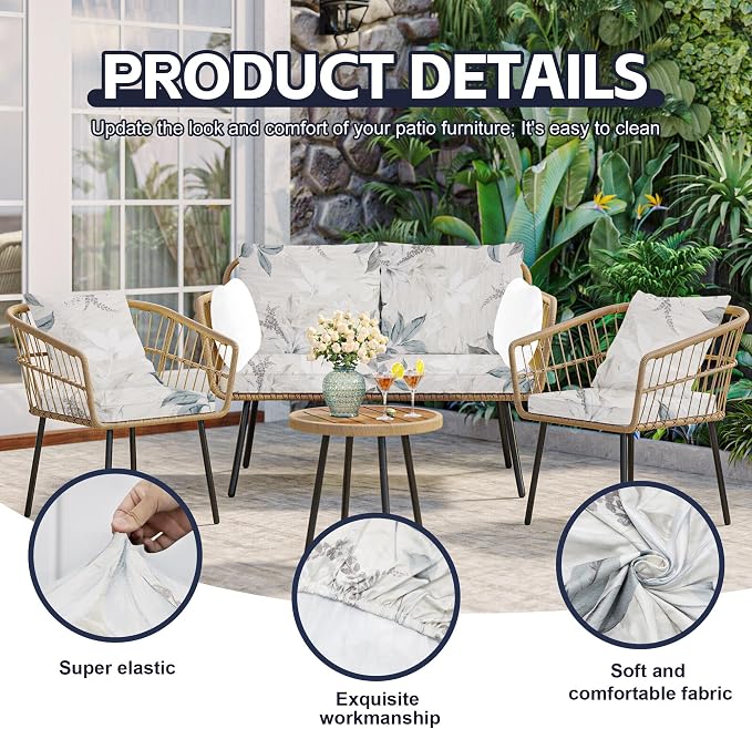14Pcs Patio Cushion Covers, Outdoor Stretch Cushion Covers, Washable | Stretch - Image 3
