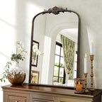 Besdomus Antique Large Arched Mirror: 24"x36" French Arch Black Vintage Wall - Image 4