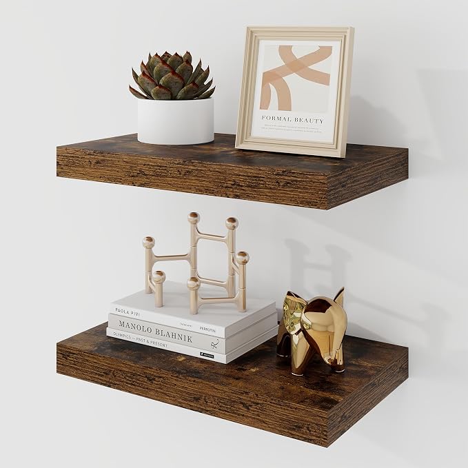 Acovy 16 Inch Floating Shelves, 9.3" Deep Floating Shelf Wall Mounted, Rustic by Acovy