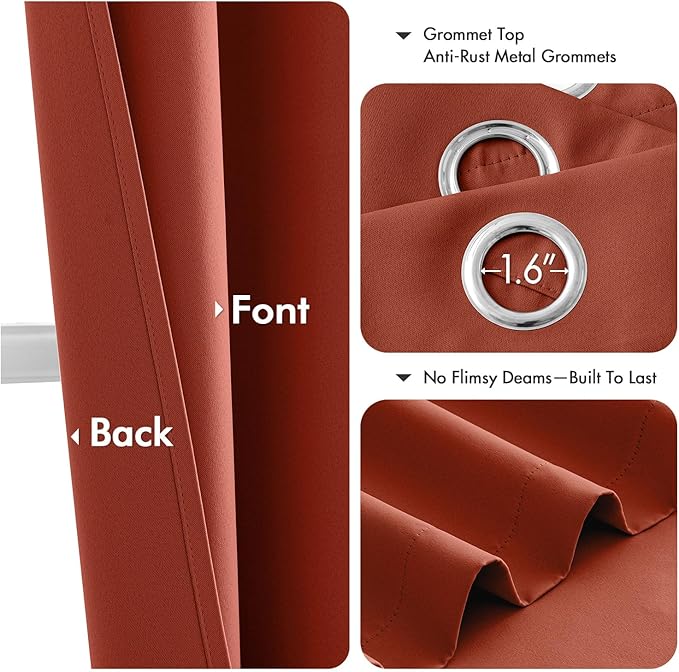 MIULEE Fall Blackout Curtains for Bedroom 2 Panel 40"x84" Long Burnt Orange | - Image 4