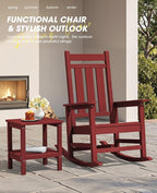 KINGYES Oversized Outdoor Rocking Chair Set of 2, All-Weather Patio Rocking - Image 6