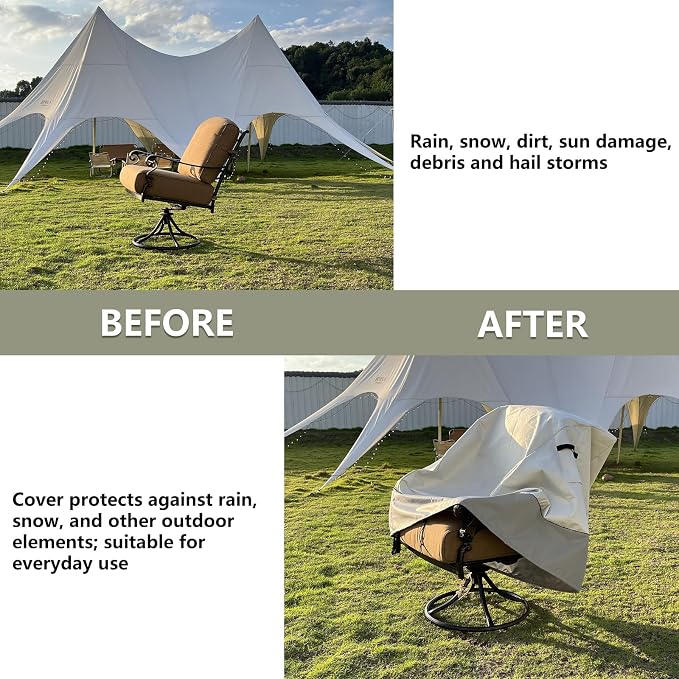 Outdoor Swivel Rocker Chair Cover 2 Pack, Patio Swivel Chair Covers - Image 5