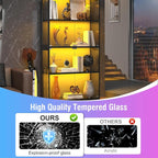 knoworld Display Cabinet with Glass Doors, 4-Tier Glass Display Case with 15mm - Image 3