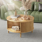 Round Coffee Table with Storage, Fluted Lift Top Coffee Table - Image 7