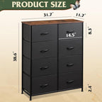 WLIVE Tall Fabric Dresser with 8 Drawers, Storage Tower with Fabric Bins - Image 3