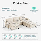 LINSY HOME 123" Modular Sectional Sofa, 3-Seat Corduroy Modern Cloud Couch - Image 2