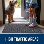 OLANLY Front Door Mat Outside 59x23, All-Season Absorbent Rubber Doormat | Grey - Image 8