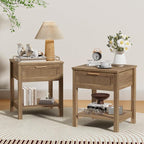 Rattan Nightstand Set of 2, Natural Style Night Stand by MILEFA