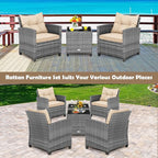 Tangkula 3 Pieces Wicker Patio Furniture Set, Outdoor Rattan Conversation - Image 6