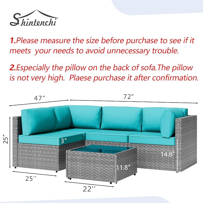 5 Piece Outdoor Patio Furniture Set, All Weather Conversation Set - Image 4