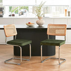 GrandNoor Rattan Dining Chairs Set, Wooden Mid Century Modern Dining Room Chairs - Image 5