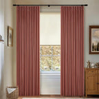 Terracotta Pinch Pleated Linen Blackout Curtains 90 Inches Long - Image 8