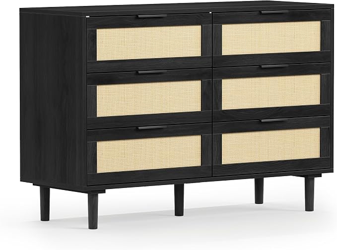 FUQARHY 6 Drawer Dresser Rattan Dresser Modern Chest - Image 8