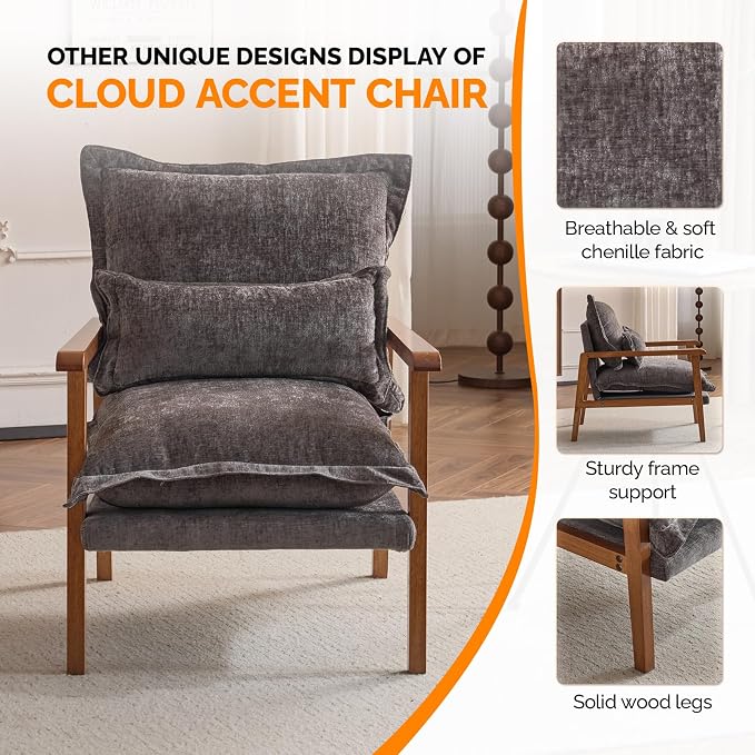 VINGLI Mid-Century Modern Cloud Accent Armchair - Image 5
