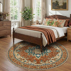 RELEANY Washable Area Rug, Round 8ft, Water Repellent, Pet Friendly, Vintage - Image 2