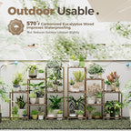 Bamworld 2 Sets of Package Plant Stands Indoor Wood Plant Shelf Outdoor Tiered - Image 2