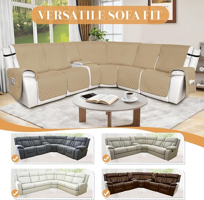 HDCAXKJ 100% Waterproof Reclining Sectional Couch Covers L Shape Recliner Sofa - Image 6