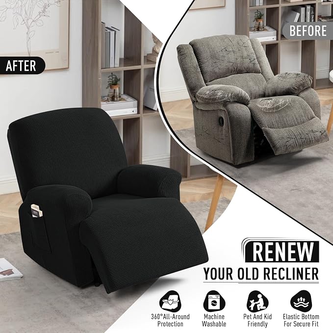 TAOCOCO Recliner Cover 4-Pieces, Recliner Stretch Sofa Slipcover, Recliner - Image 4