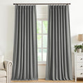 Vision Home Pinch Pleated Dark Grey Blackout Curtains 95 inch Linen Blended by VisionHome