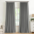 Vision Home Pinch Pleated Dark Grey Blackout Curtains 84 inch Linen Blended by VisionHome