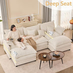GOSUHI 108" U Shaped Couch, Modular Sectional Sofa, 3-Seater Comfy Cloud Couch - Image 5