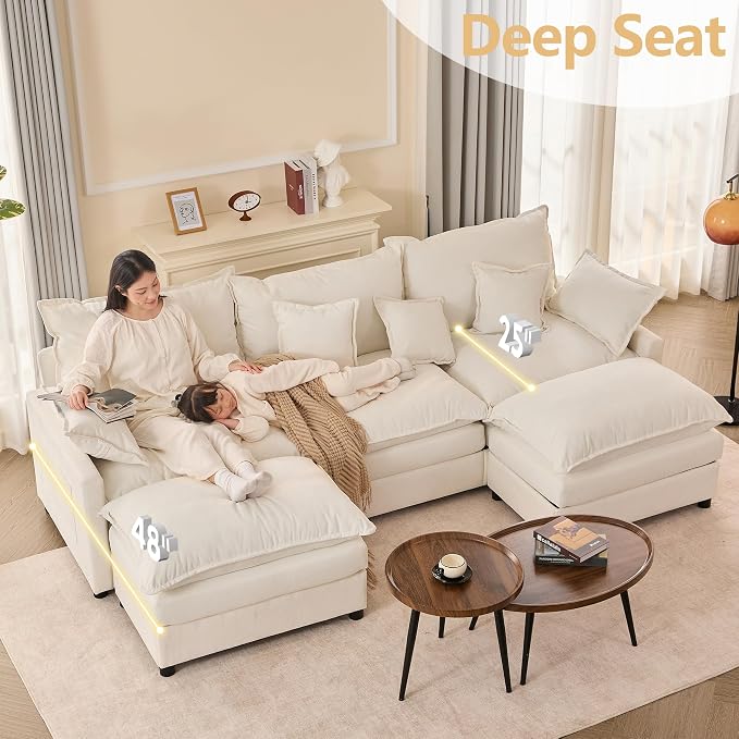 GOSUHI 108" U Shaped Couch, Modular Sectional Sofa, 3-Seater Comfy Cloud Couch - Image 5