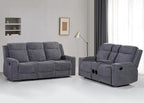 Betsy Furniture Soft Microfiber Manual Reclining Sofa Set, Sofa w/Dropdown Table by BetsyFurniture