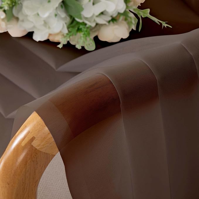 Sheer Curtains, Chocolate Sheer Curtains 78 inch Length 2 Panels Set, Rod - Image 4