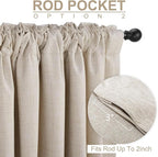 Linen Textured Total Blackout Sliding Door Curtains 84 Inches Long, Cream | - Image 4