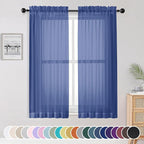 Sheer Curtains 63 Inch Length 2 Panels Set, Light Weight Soft Solid Fimly Sheer by OWENIE