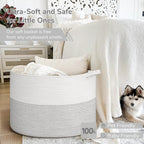 INDRESSME 115L Extra Large Blanket Basket, Cotton Rope Toy Baskets Storage Kids - Image 5
