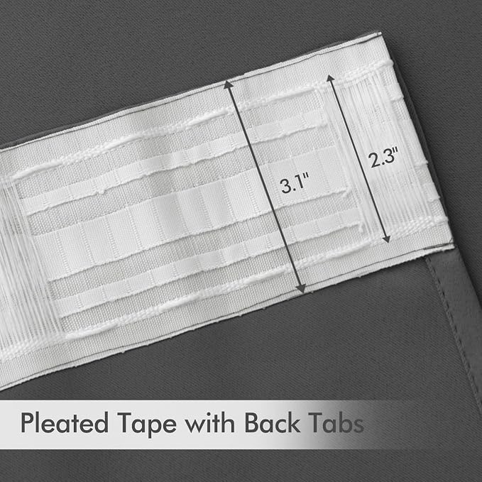 MIULEE Grey Back Tab Blackout Curtains 52x90 Inch Long 2 Panels Set | Rod - Image 4