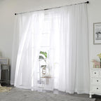 Chyhomenyc White Sheer Curtains 84 Inches Long 2 Panels | Light Filtering - Image 2