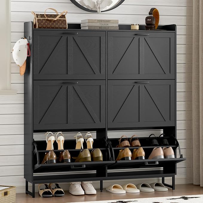 BORNOON Shoe Cabinet with 6 Flip Drawers Narrow Shoe Storage Cabinet Organizer by BORNOON