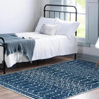 Lahome Moroccan Blue Area Rug 5x7 Machine Washable Non-Slip Throw Living Room - Image 6