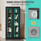 Metal Storage Cabinet with Lock and Glass Doors, Glass Display Cabinet - Image 8