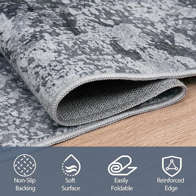 Aelenmu 6x9 Area Rugs for Living Room Washable Bedroom Dining Room Black | - Image 4
