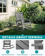 SERWALL Outdoor Rocking Chair, HDPE Rocking Chair - Image 5