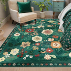 RELEANY Floral Washable 4x6 Area Rugs DarkGreen | Flower Carpet Print Boho Cute - Image 6