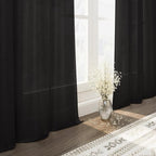 Vintage Black Linen Curtains 63 Inch Length - Image 5