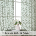 Furman Sheer Curtains 45 Inch Length 2 Panels Set, Elegant Geometric Jacquard - Image 3
