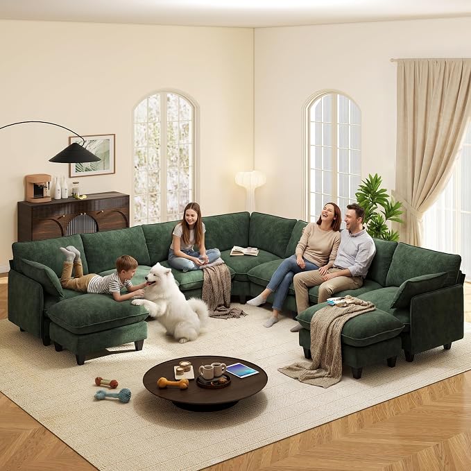 Ihanherry 141" Oversized V-Shaped Modular Sectional Couch, 9-Seater Cloud Sofa - Image 2