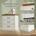 Huuger Nightstand with Charging Station, 3 Drawer Night Stand, 22 Inch Wider - Image 8