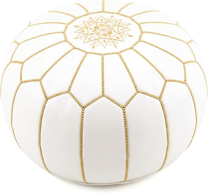 Marrakesh Gallery Genuine Leather Round Pouf Unstuffed by MarrakeshGallery