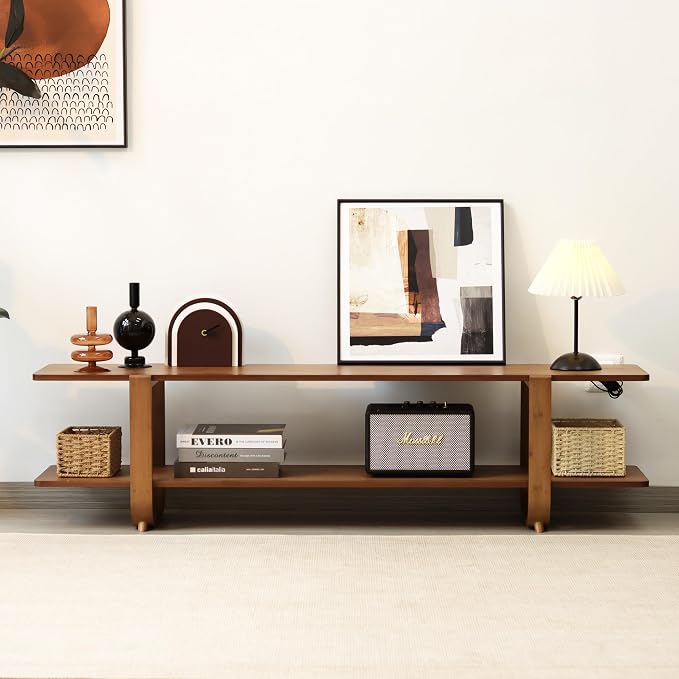 Bamboo TV Stand for TVs up to 65", Media TV Console Table - Image 3