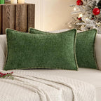 MIULEE Decorative Lumbar Throw Pillow Covers 12x20 Inch Forest Green 2 Pack | - Image 9
