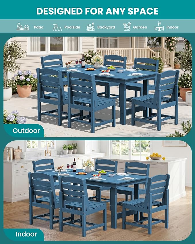 SERWALL Patio Dining Sets for 6 Person, HDPE Dining Set - Image 7