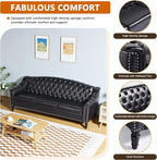 LEVNARY Mid-Century Modern Leather Couch, Chesterfield Sofa Sleeper Settee - Image 3