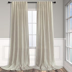 Pitalk Beige Back Tab Linen Curtains 94 Inches Long 2 Panel by Pitalk