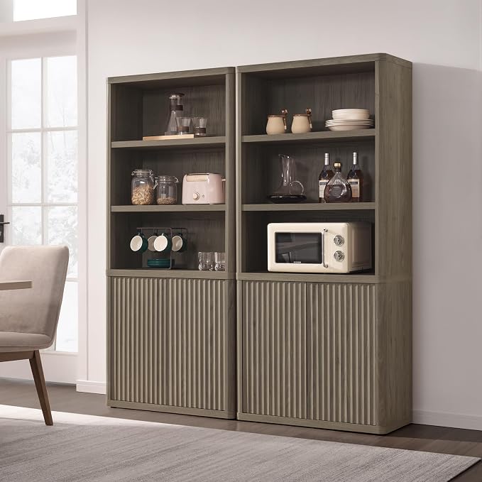 SICOTAS Book Shelf with Doors 71" Tall 6 Tier Bookshelf with Adjustable Shelves - Image 7